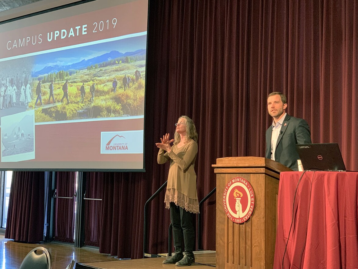 UM President Seth Bodnar delivers a campus update March 19, 2019.